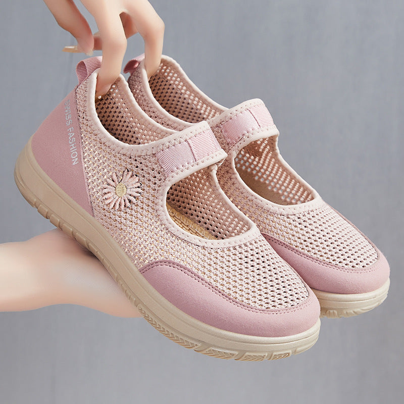 Damen Atmungsaktive Ballerinas mit dekorativem Blumenmuster R&B