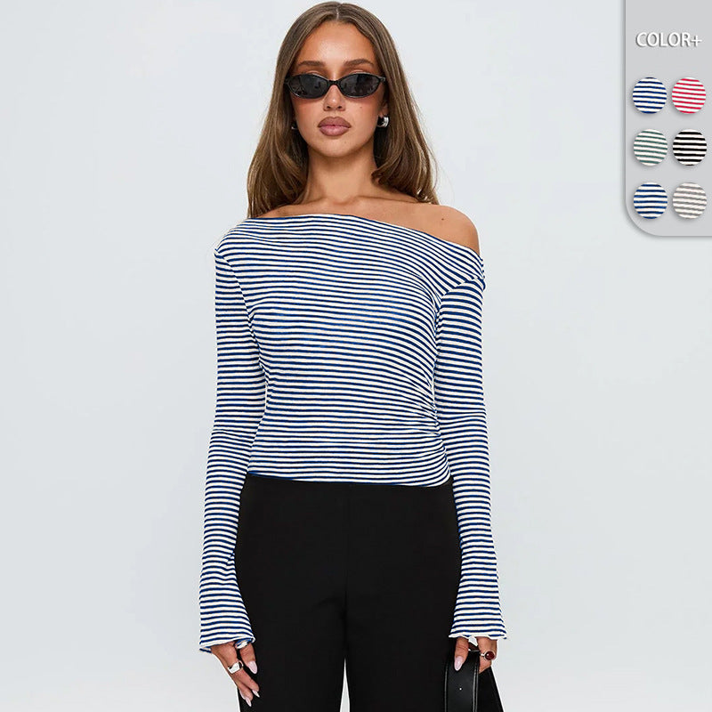 Damen Trendiges Oberteil mit asymmetrischem Ausschnitt und punktiertem Design R&B