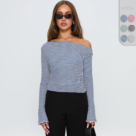 Damen Trendiges Oberteil mit asymmetrischem Ausschnitt und punktiertem Design R&B