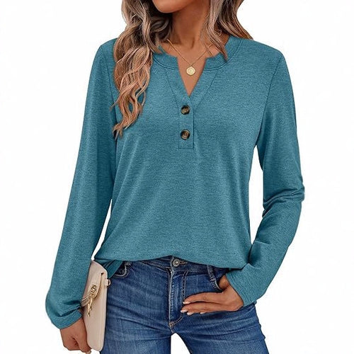 Damen Langarmshirt mit Knopfdetails R&B