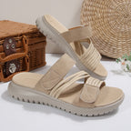 Damen bequeme Slipper mit verstellbarem Riemendesign und rutschfester Sohle R&B