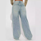 Damen Weit geschnittene Hochbundjeans mit modischem Schnitt und praktischen Taschen R&B