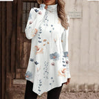 Damen Tunika mit floralem Design und hohem Kragen R&B