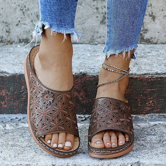 Damen blumengestaltete Clogs mit ergonomischem Fußbett R&B