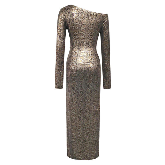 Damen Glamouröses Abendkleid mit schulterfreiem Design und hohem Schlitz R&B
