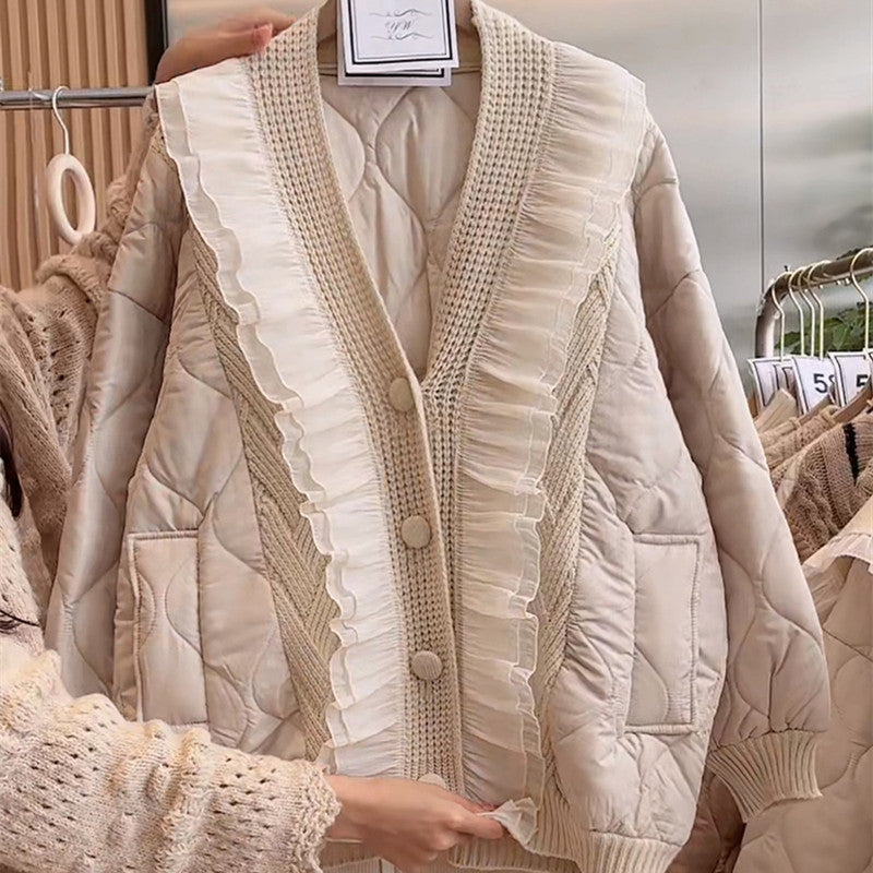 Damen Steppjacke mit Rüschendetails und Taschen R&B