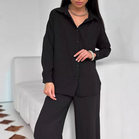 Damen lässige Bluse im Oversized-Stil mit Taschen R&B
