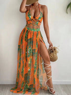 Damen Zweiteiliges Strandoutfit mit floralem Design und raffinierten Cut-Outs R&B