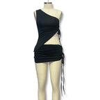 Damen asymmetrisches Wickelkleid mit Raffungen R&B
