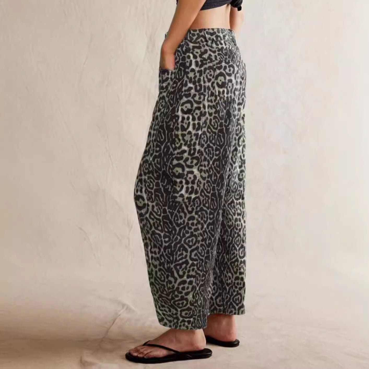 Damen Leichte Sommerhose im Leopardenmuster R&B