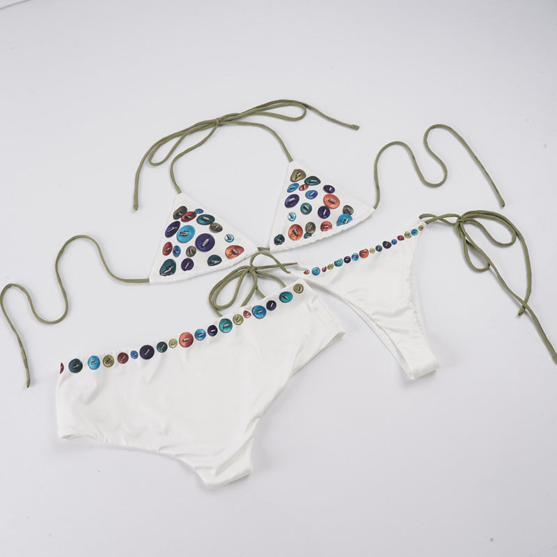 Damen Bikini-Set mit verspieltem Dekor und Bindeakzenten R&B