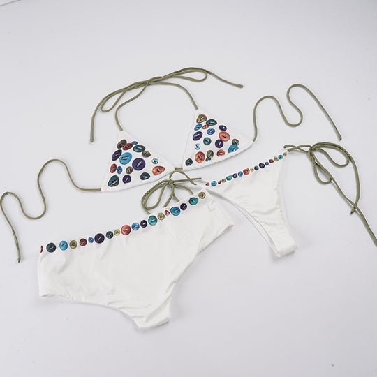 Damen Bikini-Set mit verspieltem Dekor und Bindeakzenten R&B