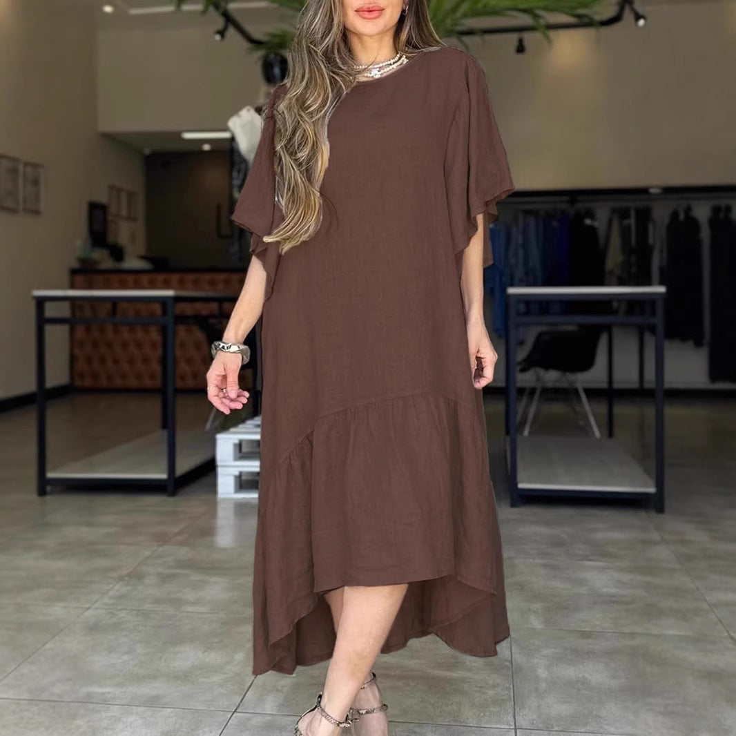 Damen lässiges Leinenkleid mit voluminösen Ärmeln R&B