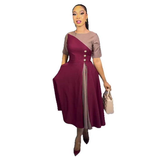 Damen Midikleid mit asymmetrischem Design und Knopfdetails R&B