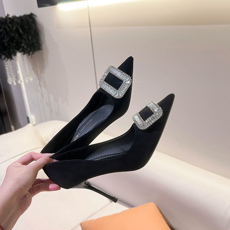 Damen elegante Stiletto-Pumps mit funkelnder Schnallenverzierung R&B