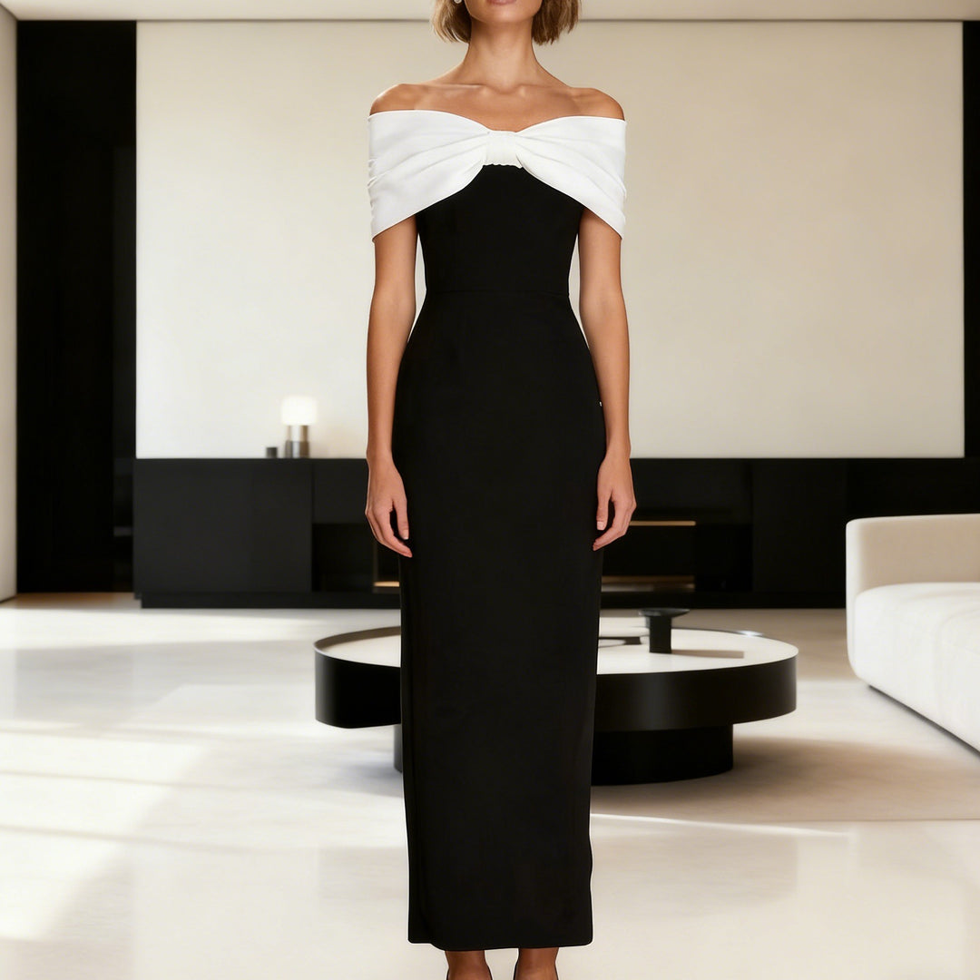 Damen Elegantes Maxikleid mit schulterfreiem Design und tailliertem Schnitt R&B