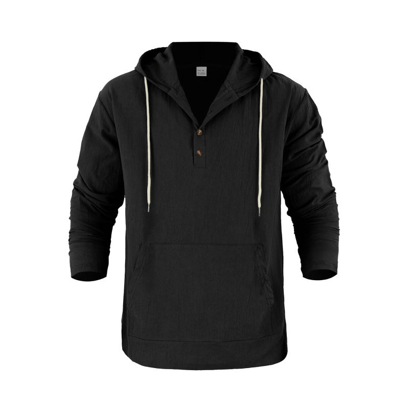 Herren Kapuzensweater mit Knopfleiste und praktischen Taschen R&B