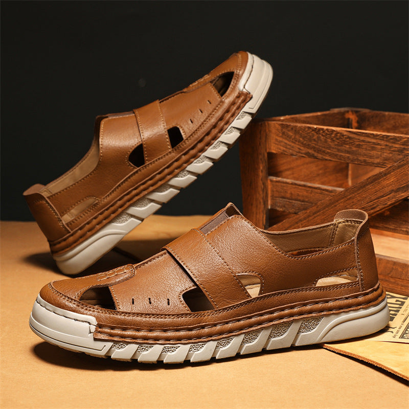 Herren Orthopädische Ledersandalen mit verstellbarem Riemensystem R&B