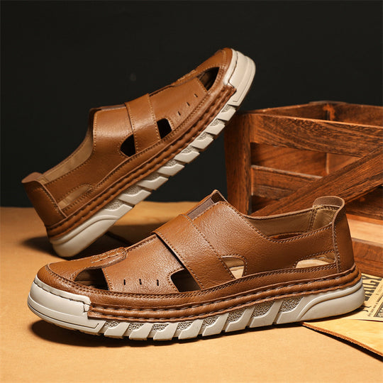 Herren Orthopädische Ledersandalen mit verstellbarem Riemensystem R&B