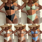 Damen Bikini-Set mit hohem Taillenschnitt und verzierten Trägern R&B