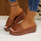 Damen Wedge-Sandalen mit geflochtenem Riemen und ergonomischer Sohle R&B