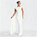 Damen Elegantes Langes Abendkleid mit Ein-Schulter-Design R&B