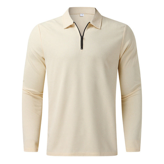Herren Langarm Polo-Shirt mit modernem Reißverschluss und atmungsaktiver Struktur R&B