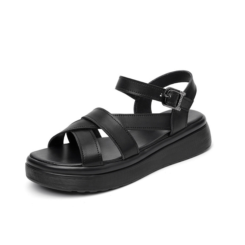 Damen Wedge-Sandaletten mit verstellbarem Fesselriemen und bequemer Sohle R&B
