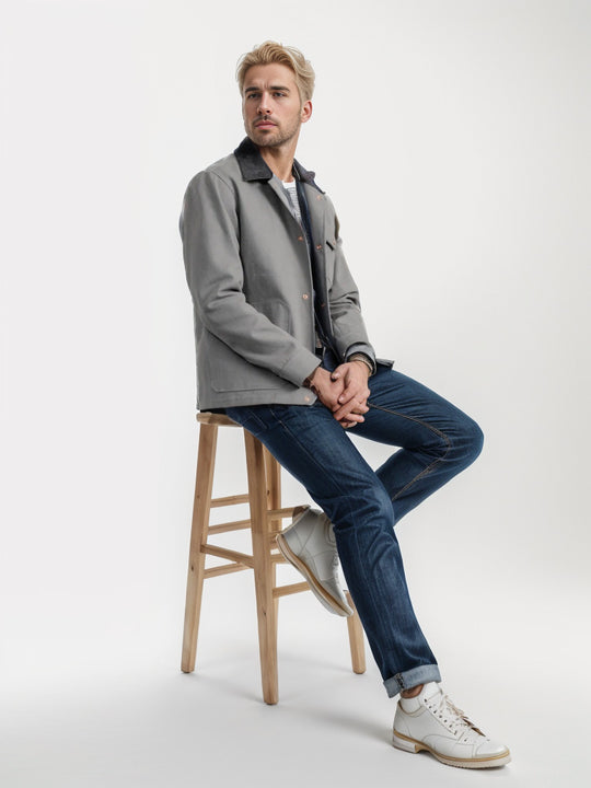 Herren lässige Baumwolljacke im Worker-Stil R&B