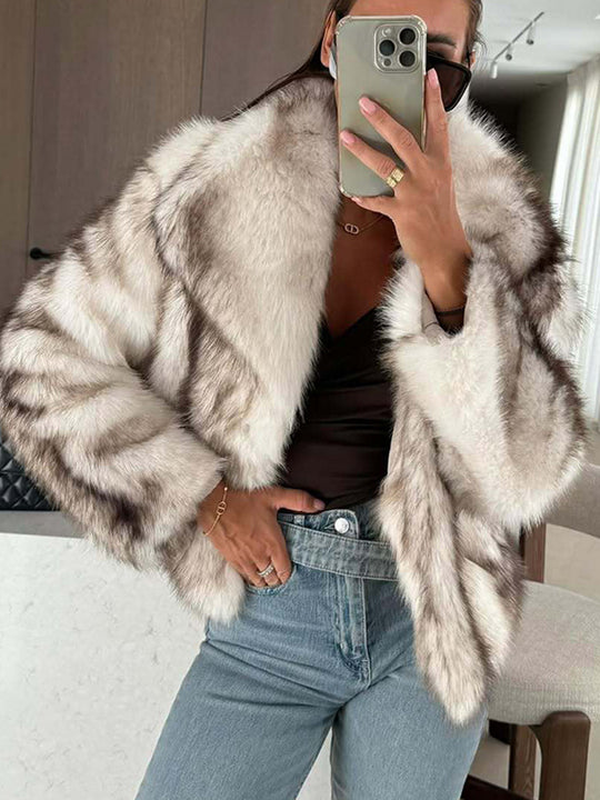 Damen elegante Kunstfelljacke R&B