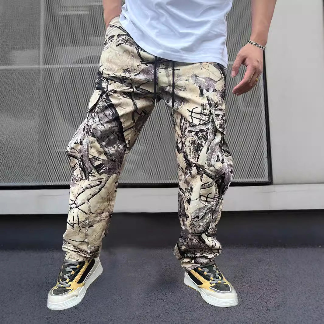 Herren Cargo-Hose im modernen Camouflage-Design mit elastischem Bund und mehreren Taschen R&B