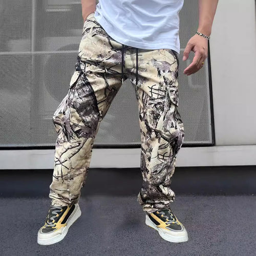 Herren Cargo-Hose im modernen Camouflage-Design mit elastischem Bund und mehreren Taschen R&B
