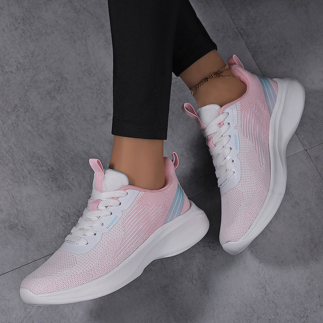 Damen nan federleichte Strick-Walking-Sneaker mit anatomischer Abrollsohle und ultraweicher Komfortinnensohle R&B