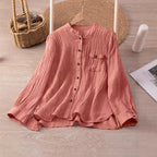 Damen lässige Bluse mit strukturiertem Stoff und Knopfdetail R&B