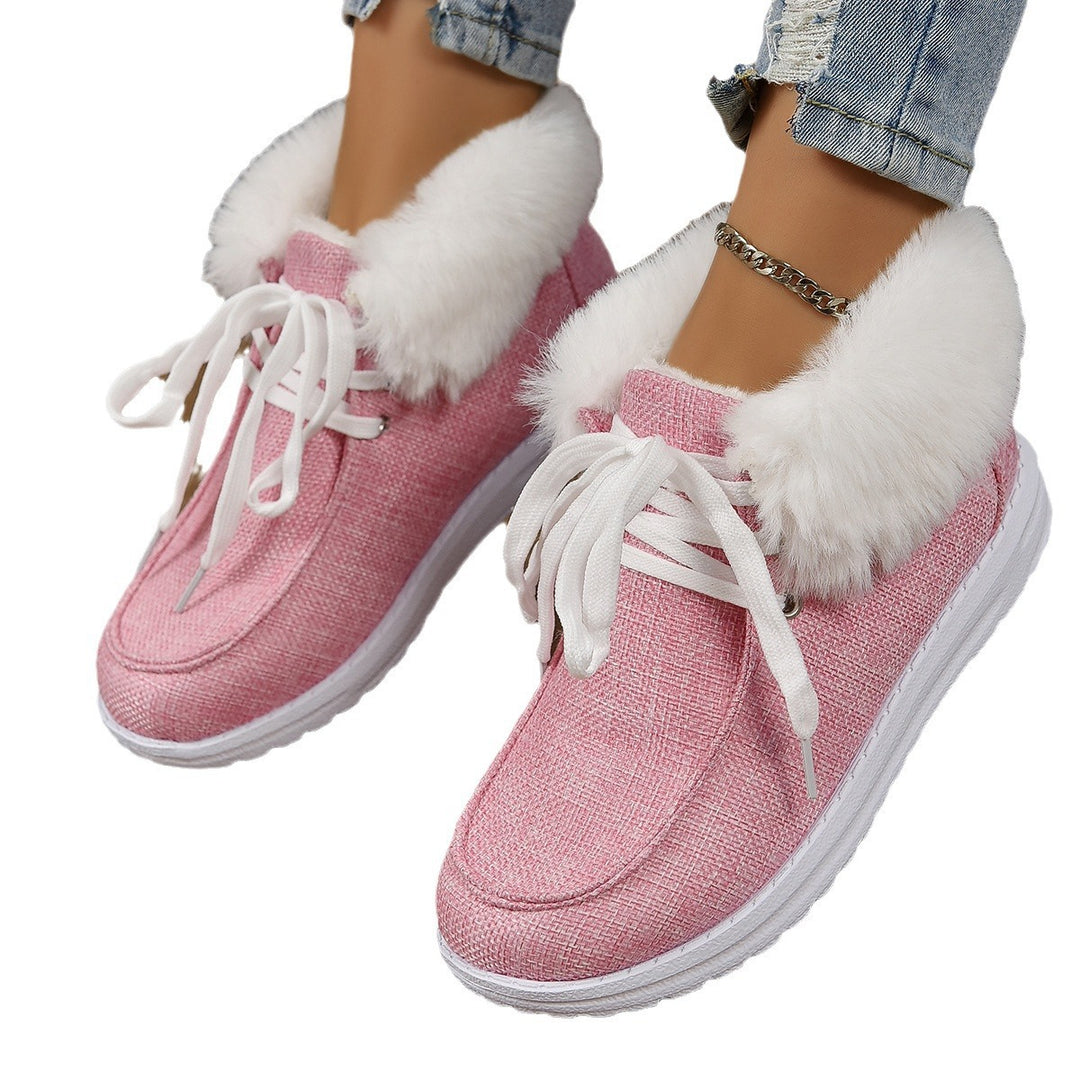 Damen Komfortable Sneaker mit Plüschkragen und rutschfester Sohle R&B