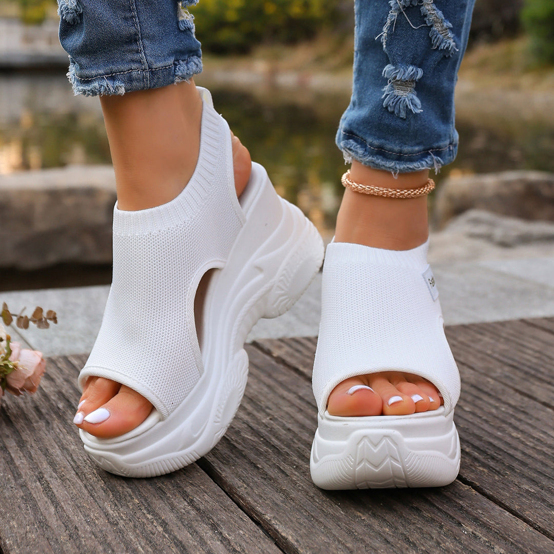 Damen Plateausandalen mit elastischem Oberschuh und modernem Design R&B