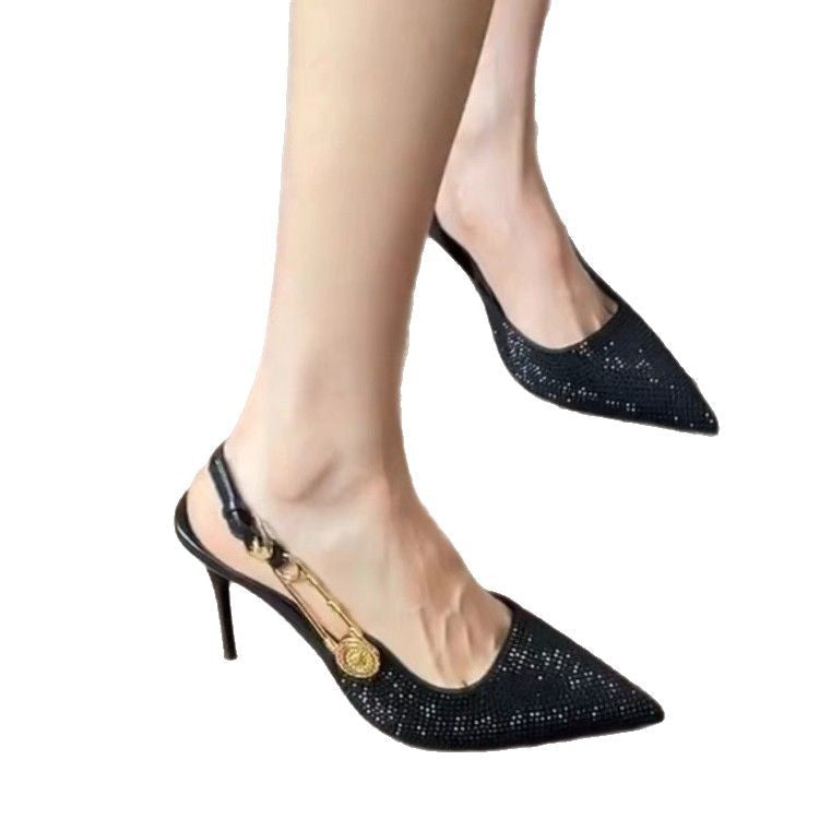 Damen Slingback-Pumps mit funkelnden Strassverzierungen R&B