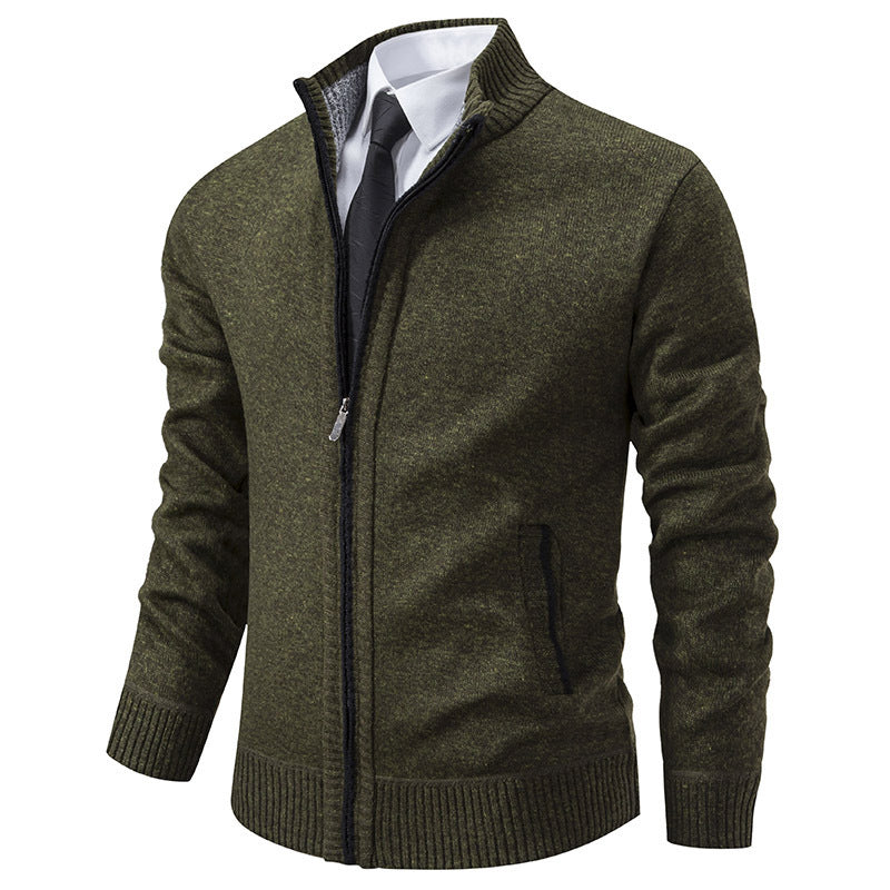 Herren sportliche Strickjacke mit Stehkragen und Reißverschluss R&B