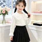 Mädchen Bluse mit romantischem Rüschensaum und feiner Stickerei R&B