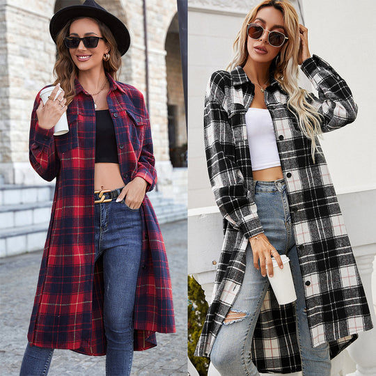 Damen Langarmhemd aus Flanell mit Karomuster R&B