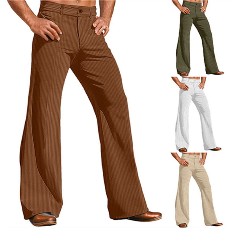Herren elegante Flared Hose im Vintage-Stil mit Streifenmuster R&B