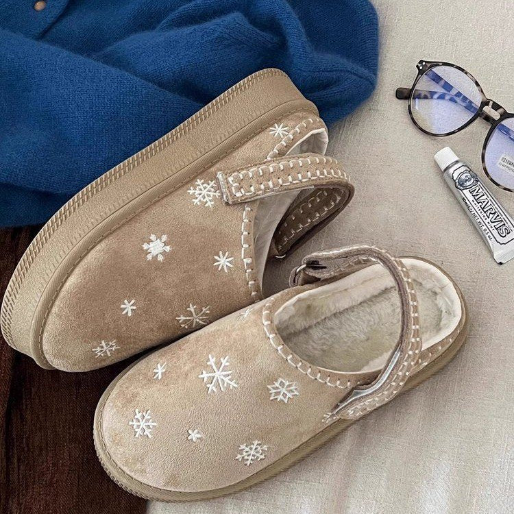 Damen Hausschuhe mit komfortablem Veloursleder und verstellbarem Riemen R&B