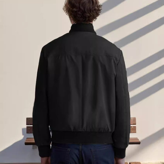Herren Casual-Bomberjacke mit hohem Kragen und praktischen Taschen R&B