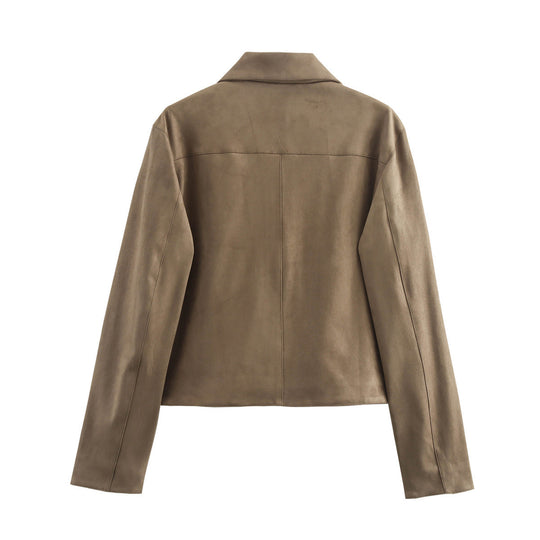 Damen modische Kurzjacke mit praktischen aufgesetzten Taschen R&B