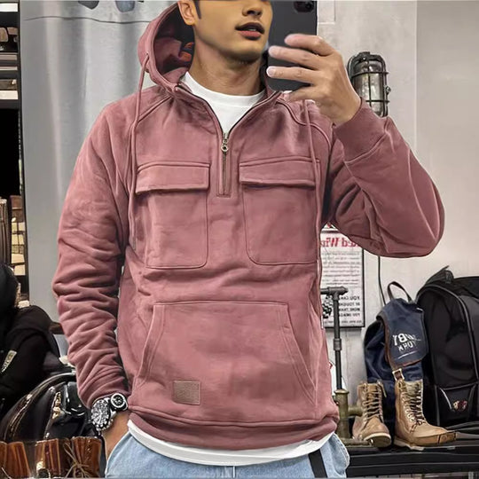 Herren Fleece Hoodie mit praktischem Reißverschluss und großen Taschen R&B