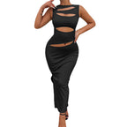 Damen figurbetontes Cut-Out Maxikleid R&B