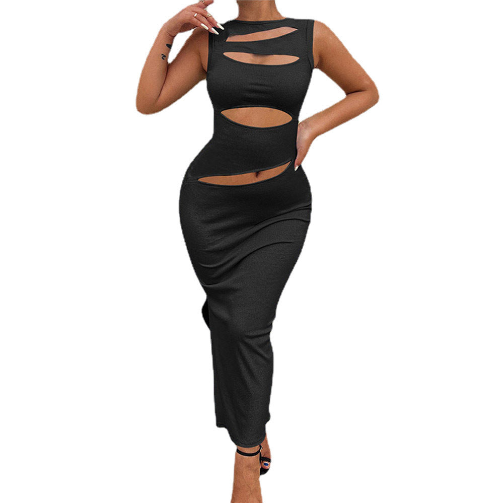 Damen figurbetontes Cut-Out Maxikleid R&B