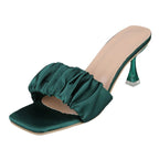 Damen Elegante Slingback Sandalen mit gerafftem Satin-Obermaterial und transparenter Absatz