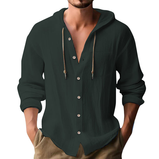 Herren lässiges Kapuzenshirt mit Knopfleiste und praktischen Taschen R&B