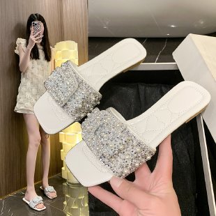 Damen Lifestyle Slides mit eleganter Perlenschließe R&B